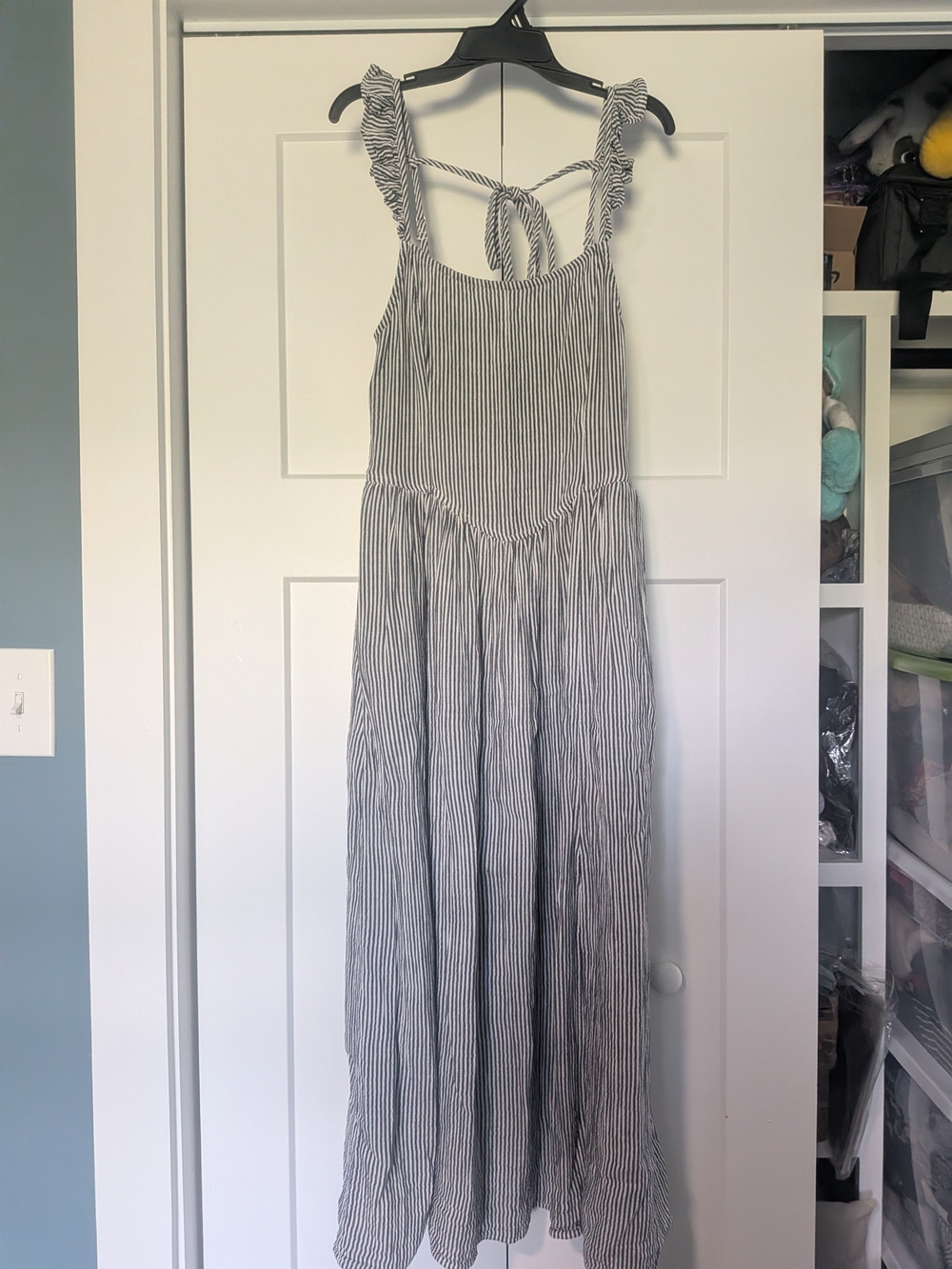 Aerie At The Barre Flutter Sleeve Dress Size M Ankle Length Maxi Dress Navy